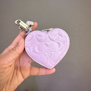 Coach Heart Bag Charm With Patent Signature Leather In SV/Light Violet CDD04